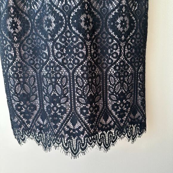 LOFT Lace Dress Sleeveless Shift Black Tan Size 4 Dark Fairy Grunge Romantic - Picture 3 of 13